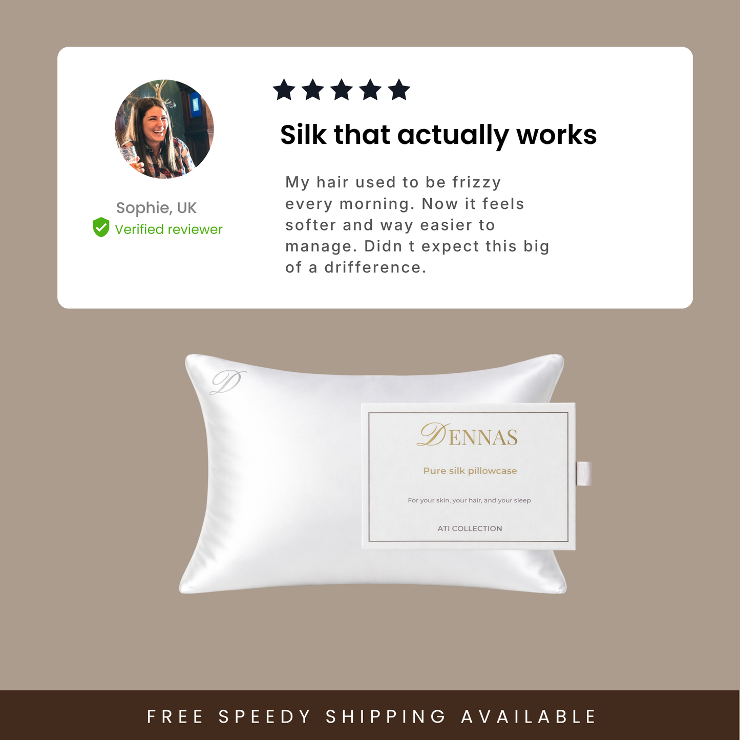 Dennas Silk Pillowcase | 100% Mulberry Silk | Free Shipping